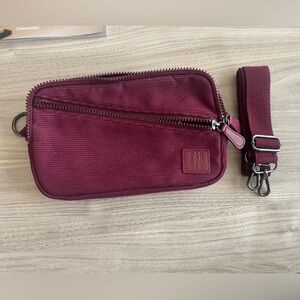 Burgundy Crossbody Belt Bag with Detachable Strap